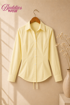 Pale Yellow Fitted Button Down Shirt