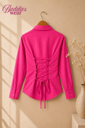 Hot Pink Fitted Button Down Shirt