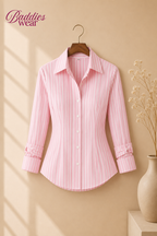 Pink Lining Fitted Button Down Shirt