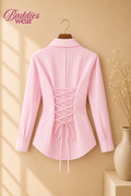 Pink Lining Fitted Button Down Shirt