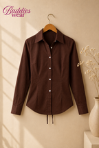 Brown Fitted Button Down Shirt