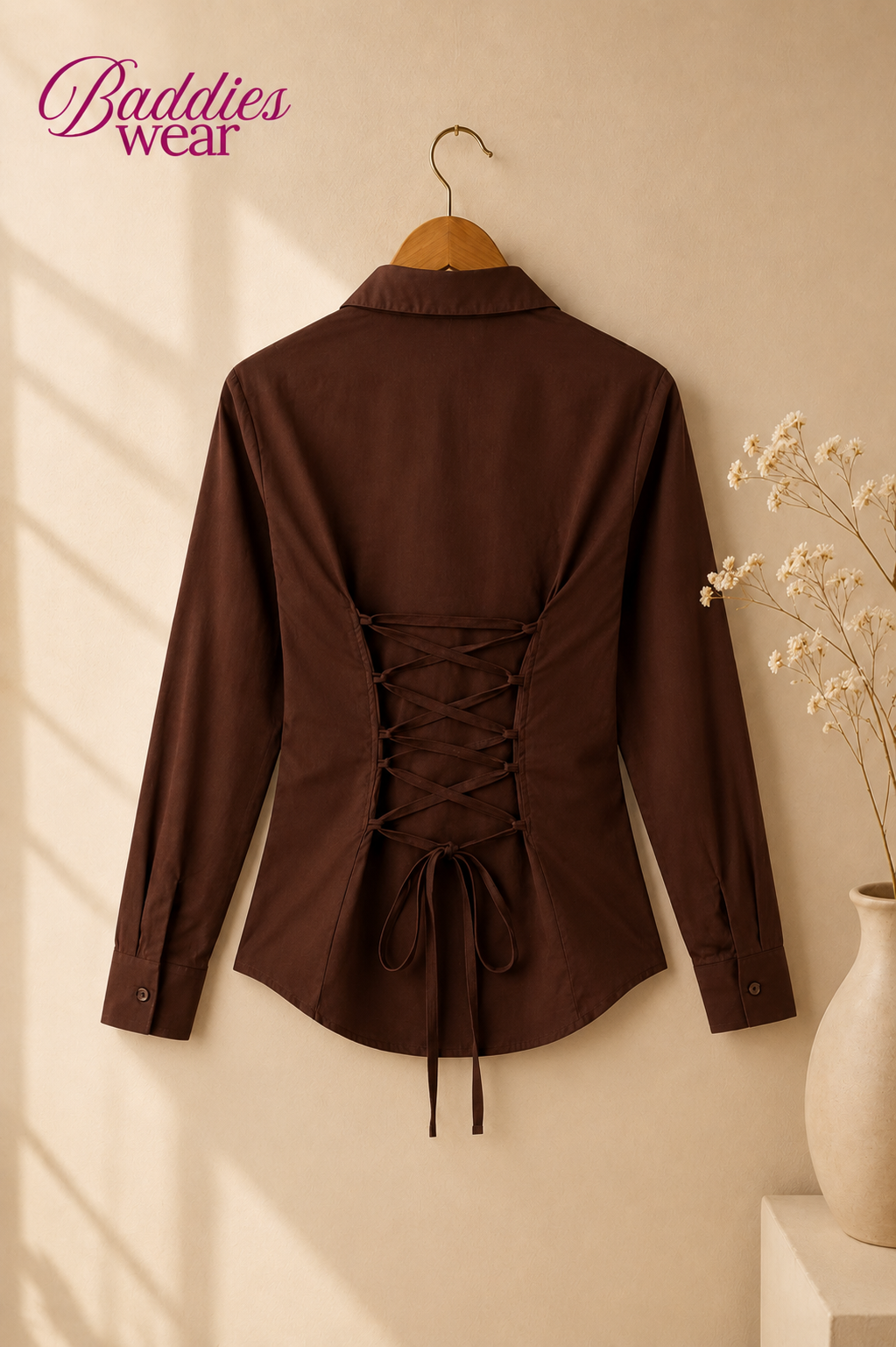 Brown Fitted Button Down Shirt