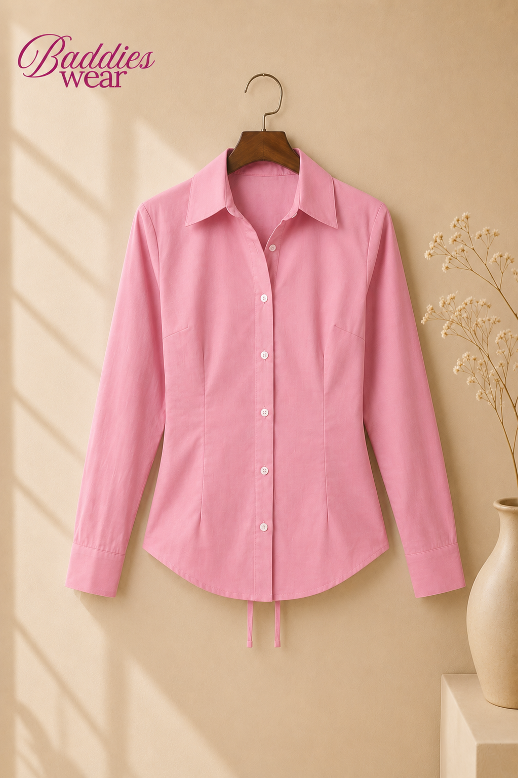 Baby pink Fitted Button Down Shirt