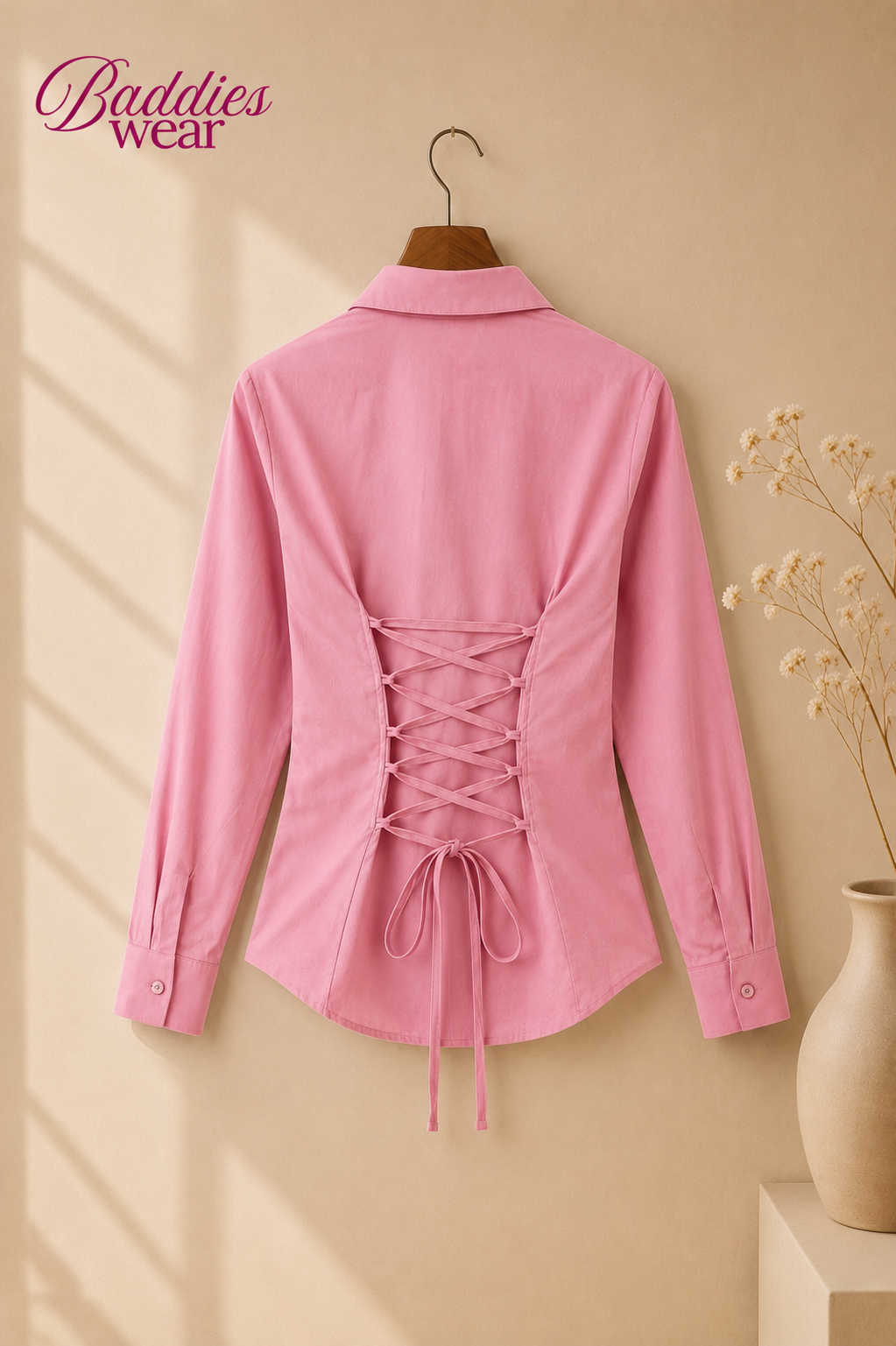 Baby pink Fitted Button Down Shirt