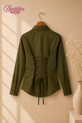 Olive Green Fitted Button Down Shirt