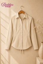 Beige Fitted Button Down Shirt