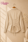 Beige Fitted Button Down Shirt