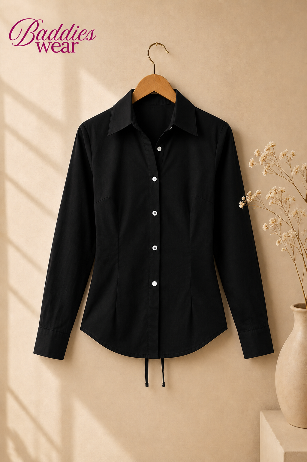 Black Fitted Button Down Shirt