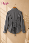 Grey Fitted Button Down Shirt