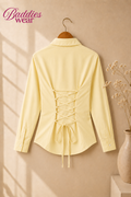 Pale Yellow Fitted Button Down Shirt