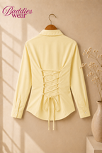 Pale Yellow Fitted Button Down Shirt