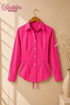 Hot Pink Fitted Button Down Shirt