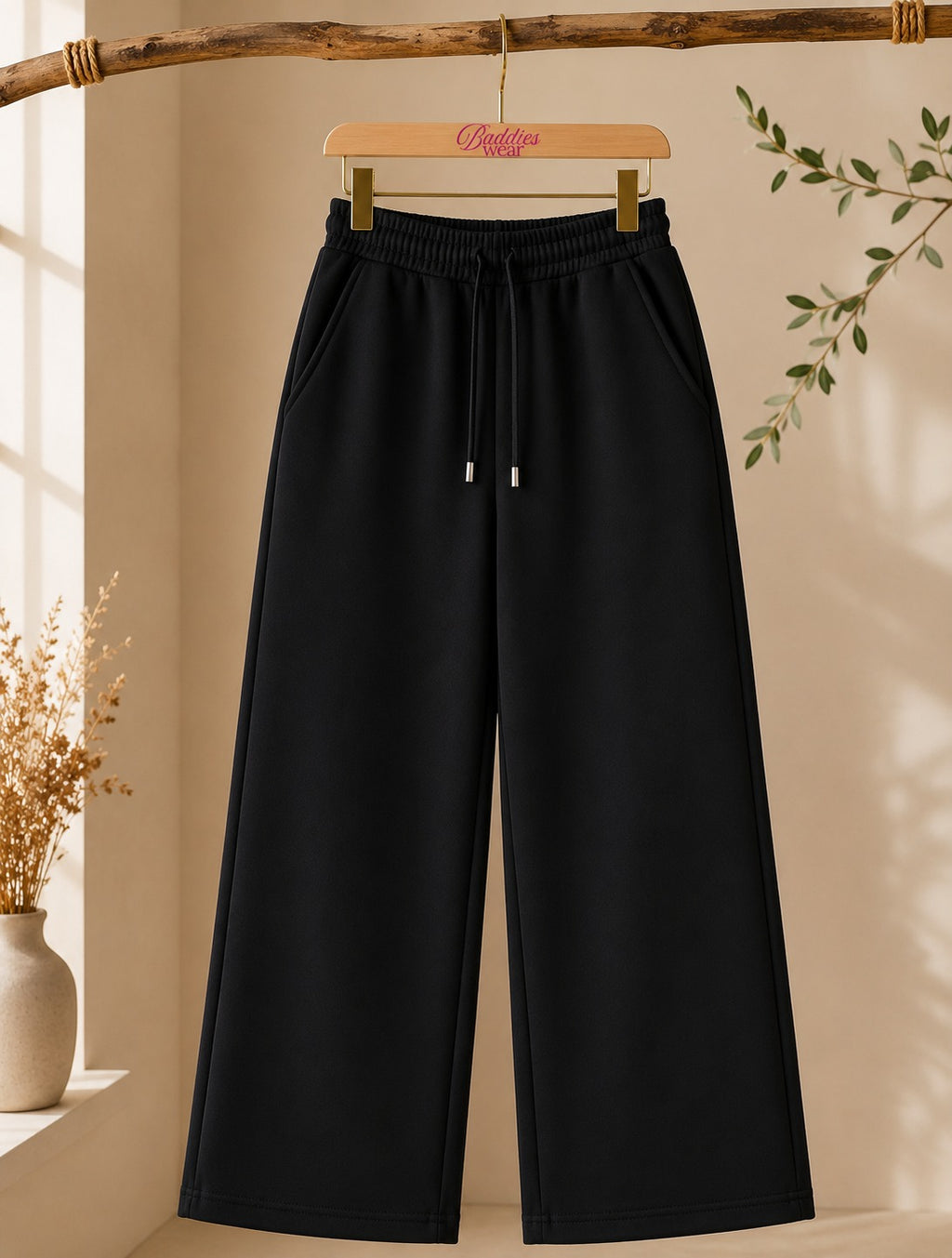 Black Wide Leg Flapper Trouser