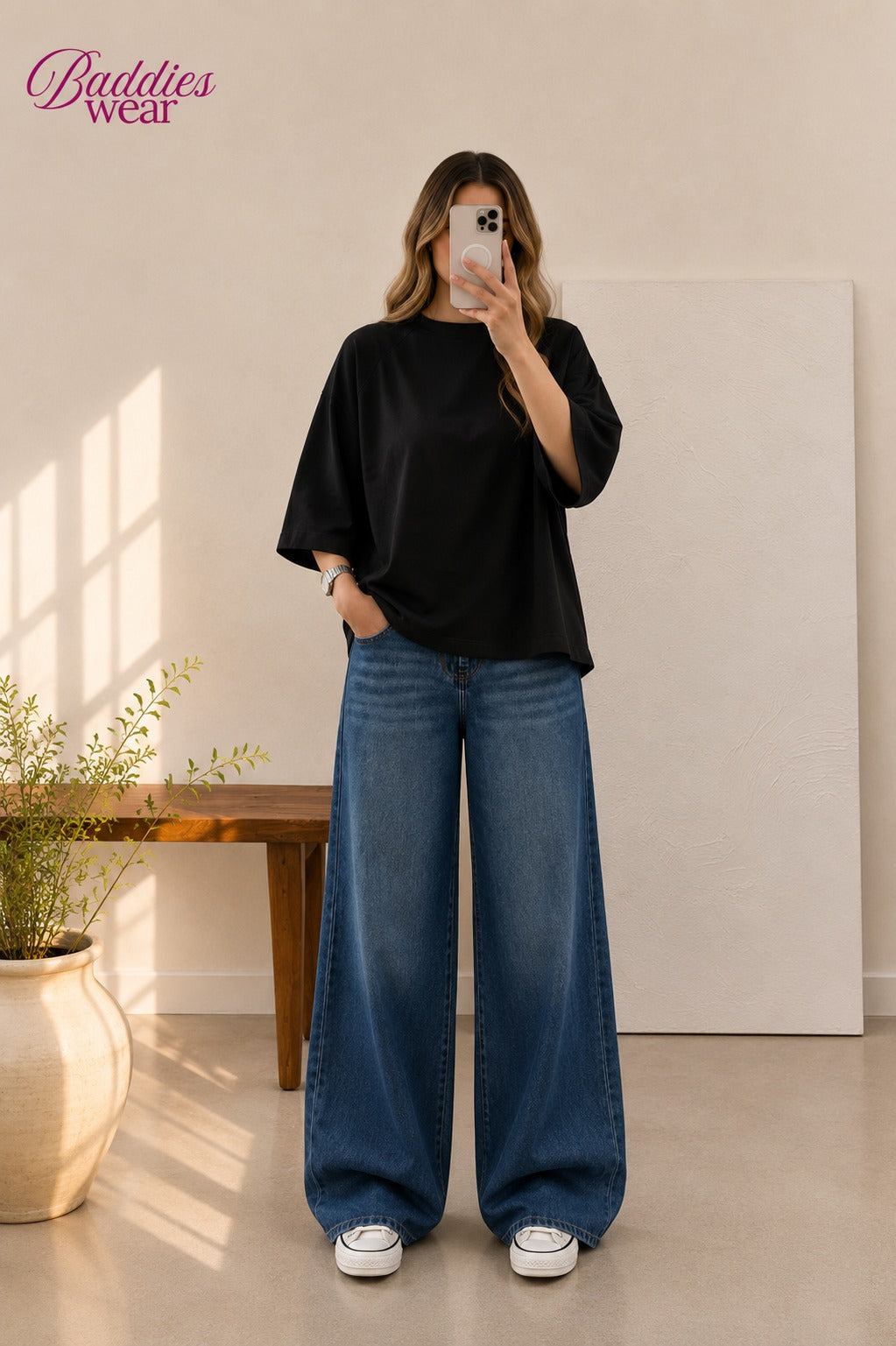 Black Drop Shoulder Tee