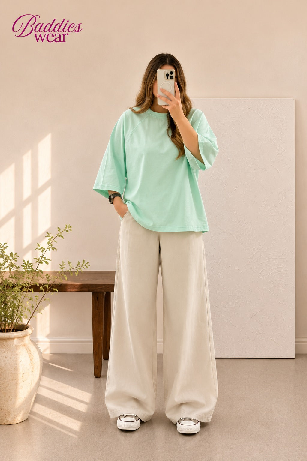 Sea Green Drop Shoulder Tee