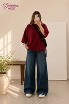 Burgundy Drop Shoulder Tee