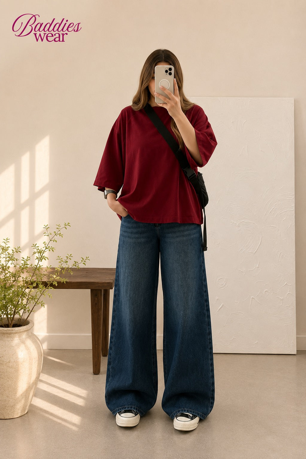 Burgundy Drop Shoulder Tee