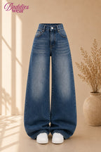 Faded Dark Mid-Blue Vintage Baggy Jeans