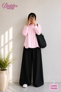 Baby Pink Button Down Shirt & Black Flapper Trouser