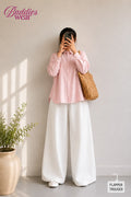 Baby Pink Button Down Shirt & White Flapper Trouser
