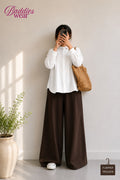 White Button Down Shirt & Dark Brown Flapper Trouser