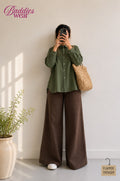 Olvie Green Button Down Shirt & Chocolate Brown Flapper Trouser