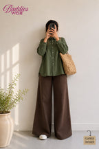 Olvie Green Button Down Shirt & Chocolate Brown Flapper Trouser