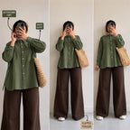 Olvie Green Button Down Shirt & Chocolate Brown Flapper Trouser