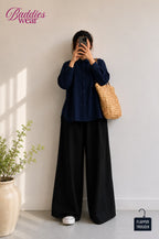 Navy Blue Button Down Shirt & Black Flapper Trouser