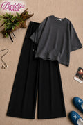 Grey Oversized Tee With Black Flapper Trouser