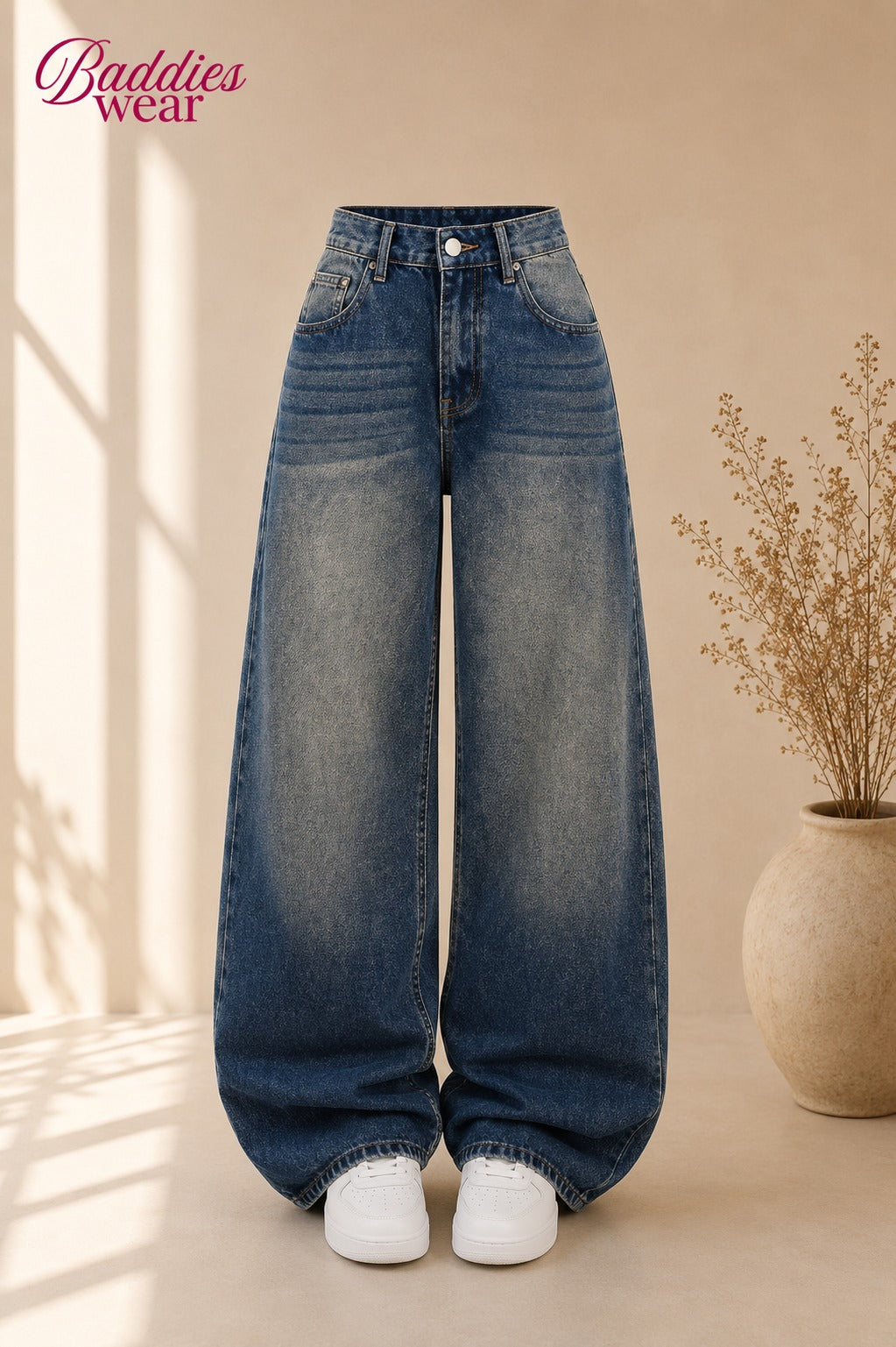 Faded Mid Blue Vintage Baggy Jeans