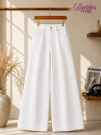 White Denim Wide Leg Jeans
