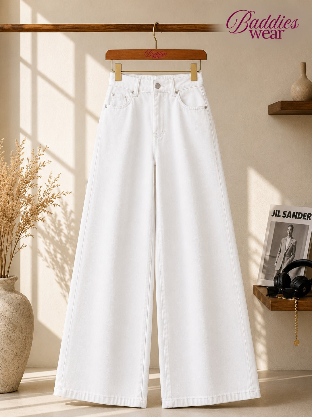White Denim Wide Leg Jeans