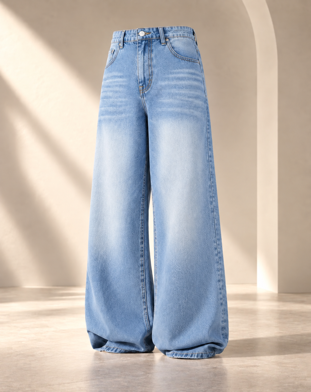 Faded Ice-Blue Vintage Baggy Jeans