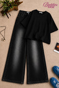 Black Baggy Drop Shoulder Tee & Black Vintage Baggy Jeans