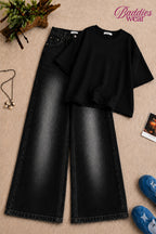 Black Baggy Drop Shoulder Tee & Black Vintage Baggy Jeans